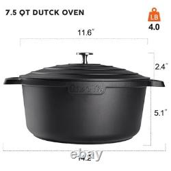 Couvercle de cocotte Insetfy grande taille – marmite en fonte d’aluminium de 7,5 qt avec deux poignées