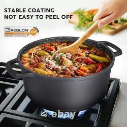 Couvercle de cocotte Insetfy grande taille – marmite en fonte d’aluminium de 7,5 qt avec deux poignées