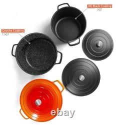 Couvercle de cocotte Insetfy grande taille – marmite en fonte d’aluminium de 7,5 qt avec deux poignées