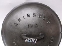 Couvercle de cocotte Vintage Griswold en fonte Tite-Top UNIQUEMENT 2552B No. 9 Erie PA USA