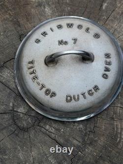 Couvercle de cocotte en fonte Vintage Griswold n° 7 Chrome Tite-Top – principalement restauré