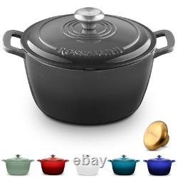 Couvercle de cocotte ronde en fonte émaillée Rossallini, 2 qt, gris huître