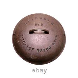 Couvercle de faitout Vintage Griswold No 9 Tite-Top Grand Logo 2552 Pat 1920