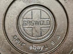 Couvercle de faitout Vintage Griswold No 9 Tite-Top Grand Logo 2552 Pat 1920