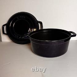 Couvercle de poêle-gril pour cocotte 2-en-1 Staub 28 cm 7 qt bleu marine en bon acier émaillé en fonte France