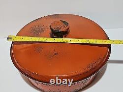 Couvercle de pot en émail orange éclaboussures de lave Dutch Oven Vtg Hanova de Pasadena 13 WOW