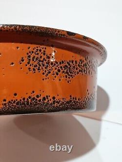 Couvercle de pot en émail orange éclaboussures de lave Dutch Oven Vtg Hanova de Pasadena 13 WOW
