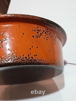 Couvercle de pot en émail orange éclaboussures de lave Dutch Oven Vtg Hanova de Pasadena 13 WOW