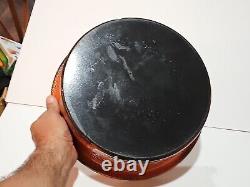 Couvercle de pot en émail orange éclaboussures de lave Dutch Oven Vtg Hanova de Pasadena 13 WOW