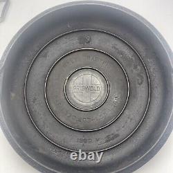 Couvercle en fonte vintage Griswold # 9 pour faitout avec logo bouton