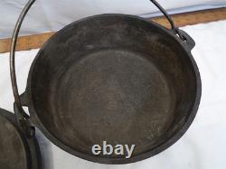 Couvercle profond en fonte antique à plat No. 8 pour faitout à 3 pieds 8-1/4