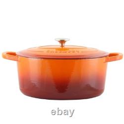 Crock Pot Artisan Faitout Ovale en Fonte Émaillée de 7 Quart en Orange Crépuscule