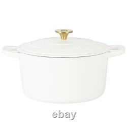 Crockpot Artisan Cocotte Ronde en Fonte Émaillée de 7 Quart avec Couvercle en Lin