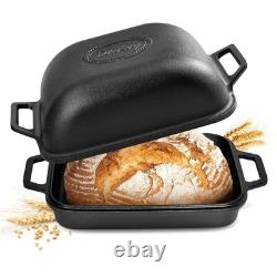 Davivy cocotte en fonte de 9 qt avec couvercle pour la cuisson du pain au levain, antiadhésive