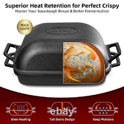 Davivy cocotte en fonte de 9 qt avec couvercle pour la cuisson du pain au levain, antiadhésive