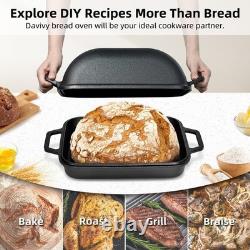 Davivy cocotte en fonte de 9 qt avec couvercle pour la cuisson du pain au levain, antiadhésive