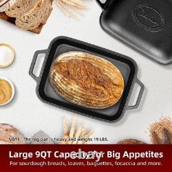 Davivy cocotte en fonte de 9 qt avec couvercle pour la cuisson du pain au levain, antiadhésive