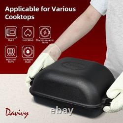 Davivy cocotte en fonte de 9 qt avec couvercle pour la cuisson du pain au levain, antiadhésive
