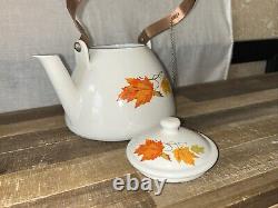 Descoware Théière en Fonte Émaillée Autonome Autumn Leaves avec 2 Poêles + 3 Couvercles
