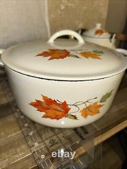 Descoware Théière en Fonte Émaillée Autonome Autumn Leaves avec 2 Poêles + 3 Couvercles