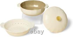 Dutch Oven avec couvercle 5,3 litres, finition émaillée mate, acier inoxydable blanc cassé