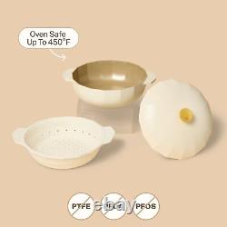 Dutch Oven avec couvercle 5,3 litres, finition émaillée mate, acier inoxydable blanc cassé