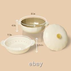 Dutch Oven avec couvercle 5,3 litres, finition émaillée mate, acier inoxydable blanc cassé