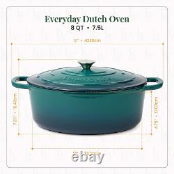 Dutch Oven en fonte émaillée avec couvercle Poignées surdimensionnées, couvercle en dôme, Dutch Oven