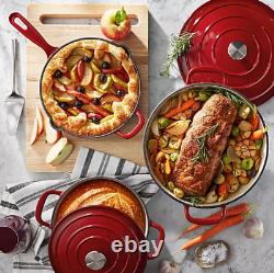 ENSEMBLE DE CUISSON 5 pièces en émail, POÊLE EN FONTE, BRAISER, COCOTTE AVEC COUVERCLE, PLAQUES DE CUISSON
