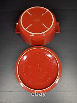 Emile Henry cocotte ronde en céramique de 4,2 qt avec couvercle, rouge bordeaux
