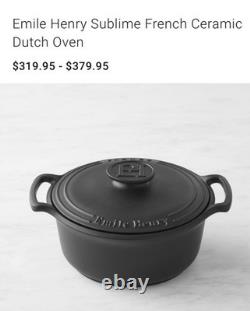 Emile Henry faitout de 7,5 Qt avec couvercle, prix régulier 335 $, neuf sans boîte, mat bleu marine foncé, rare