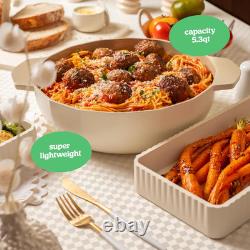 Ensemble de 10 pièces avec une cocotte en fonte de 5,3 litres avec couvercle, 2 grands plateaux en silicone, 2 petits