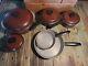 Ensemble De 10 Pièces De Casseroles En Aluminium Vintage Avec Couvercles, Faitout Et Casseroles Marron