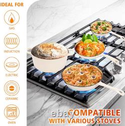 Ensemble de batteries de cuisine en fonte émaillée, 5 pièces de casseroles et poêles recouvertes de céramique avec couvercle hollandais