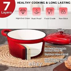 Ensemble de casseroles en fonte émaillée 1 qt et 2 qt avec couvercle, cocotte antiadhésive, induction