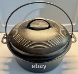 Ensemble de cocotte en fonte Wagner Ware, couvercle bombé et anneaux anti-goutte, n° 1268, avant 1945