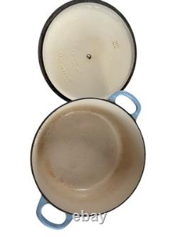 Fait Vintage LE CREUSET Casserole Ronde Avec Couvercle #22 3.5 Quart BLEUET Couleur Rare
