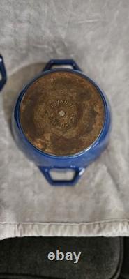 Fait à la main COPCO D2 Fait en fonte émaillée bleu foncé avec couvercle et casserole vintage