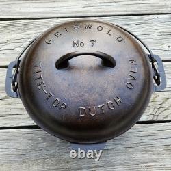 Fait en fonte Griswold #7 Tite Top Cocotte et couvercle RÉTABLI COMPLÈTEMENT
