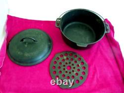 Fait en fonte Vintage Griswold No 8 Tite-Top Dutch Oven #833 avec couvercle et trivet