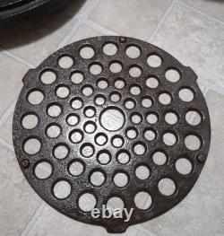 Fait en fonte vintage Griswold No 10 Tite-Top faitout avec trivet couvercle Lodge 12