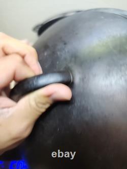 Fait en fonte vintage Wagner (non marqué) cocotte en fonte #8 avec couvercle, picots de goutte et rainures