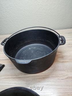 Fait en fonte vintage Wagner (non marqué) cocotte en fonte #8 avec couvercle, picots de goutte et rainures