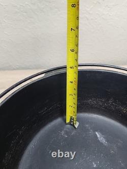 Fait en fonte vintage Wagner (non marqué) cocotte en fonte #8 avec couvercle, picots de goutte et rainures