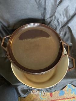 Fait en métal émaillé vintage Copco Michael Lax Danemark Mocha D4 en fonte néerlandaise avec couvercle