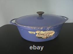 Fait main Cousance / Le Creuset France Faitout en fonte émaillée bleue #28 avec couvercle