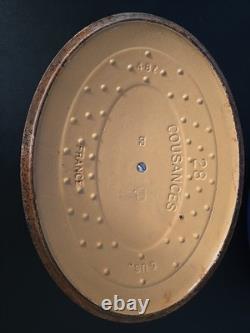 Fait main Cousance / Le Creuset France Faitout en fonte émaillée bleue #28 avec couvercle