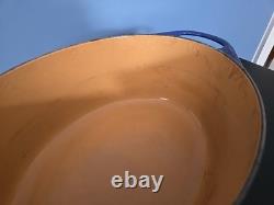 Fait main Cousance / Le Creuset France Faitout en fonte émaillée bleue #28 avec couvercle
