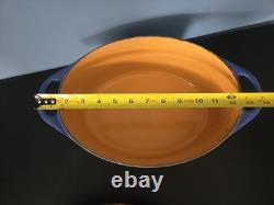 Fait main Cousance / Le Creuset France Faitout en fonte émaillée bleue #28 avec couvercle