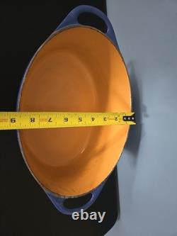Fait main Cousance / Le Creuset France Faitout en fonte émaillée bleue #28 avec couvercle